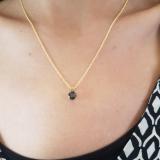 1.15 Carat (ctw) Round Black Diamond Ladies Solitaire Pendant, 10K Yellow Gold With Gold Chain