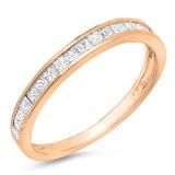 0.55 Carat (ctw) 10K Rose Gold Princess Diamond Ladies Wedding Matching Band Stackable Ring 1/2 CT