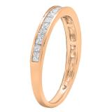 0.55 Carat (ctw) 10K Rose Gold Princess Diamond Ladies Wedding Matching Band Stackable Ring 1/2 CT