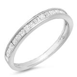 0.55 Carat (ctw) 14K White Gold Princess Diamond Ladies Wedding Matching Band Stackable Ring 1/2 CT