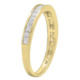 0.55 Carat (ctw) 18K Yellow Gold Princess Diamond Ladies Wedding Matching Band Stackable Ring 1/2 CT