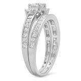1.75 Carat (ctw) 14k White Gold Princess Diamond Ladies Bridal 3 Stone Engagement Ring Matching Wedding Band Set
