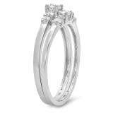 0.52 Carat (ctw) 14K White Gold Round White Diamond Ladies Engagement Bridal Ring Set 1/2 CT