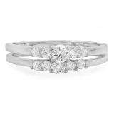 0.52 Carat (ctw) 14K White Gold Round White Diamond Ladies Engagement Bridal Ring Set 1/2 CT