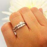 0.52 Carat (ctw) 14K White Gold Round White Diamond Ladies Engagement Bridal Ring Set 1/2 CT