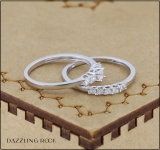 0.45 Carat (ctw) 14k White Gold Princess 5 Stone Diamond Ladies Bridal Engagement Ring Set Matching Band 1/2 CT