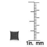 0.21 Carat (ctw) 10K White Gold Real Black Diamond Black Plated Kite Shape Men's Hip Hop Iced Micro Pave Stud Earrings 1/4 CT