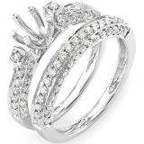 1.00 Carat (Ctw) 14k White Gold Brilliant Round Diamond Vintage Antique Look Semi Mount Ladies Bridal Engagement Ring Set (No Center Stone) 1 CT