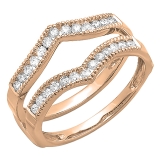 0.45 Carat (ctw) Round Diamond Ladies Wedding Enhancer Guard Double Ring 1/2 CT 10K Rose Gold