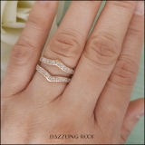 0.45 Carat (ctw) Round Diamond Ladies Wedding Enhancer Guard Double Ring 1/2 CT 10K Rose Gold