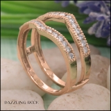 0.45 Carat (ctw) Round Diamond Ladies Wedding Enhancer Guard Double Ring 1/2 CT 10K Rose Gold