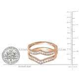 0.45 Carat (ctw) Round Diamond Ladies Wedding Enhancer Guard Double Ring 1/2 CT 10K Rose Gold