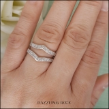 0.45 Carat (ctw) Round Diamond Ladies Wedding Enhancer Guard Double Ring 1/2 CT 14K White Gold