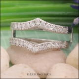 0.45 Carat (ctw) Round Diamond Ladies Wedding Enhancer Guard Double Ring 1/2 CT 14K White Gold