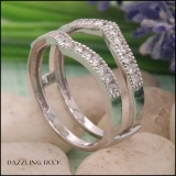 0.45 Carat (ctw) Round Diamond Ladies Wedding Enhancer Guard Double Ring 1/2 CT 14K White Gold