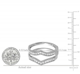 0.45 Carat (ctw) Round Diamond Ladies Wedding Enhancer Guard Double Ring 1/2 CT 14K White Gold