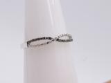 0.10 Carat (ctw) White and Black Diamond Ladies Infinity Swirl Wedding Band 1/10 CT 14K White Gold