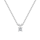 0.50 Cttw Princess Cubic Zirconia 4 Prong Solitaire Pendant with 18 inch Silver Chain, 925 Sterling Silver