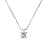 2.00 Cttw Princess Cubic Zirconia 4 Prong Solitaire Pendant with 18 inch Silver Chain, 925 Sterling Silver