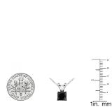 1.00 Carat (ctw) 14k White Gold Princess Cut Black Diamond Ladies Solitaire Pendant 1 CT