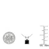 0.75 Carat (ctw) 14k White Gold Princess Cut Black Diamond Ladies Solitaire Pendant 3/4 CT