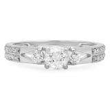 0.65 Carat (ctw) 14k White Gold Round Diamond Ladies Split Shank 3 Stone Bridal Engagement Ring