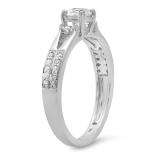 0.65 Carat (ctw) 14k White Gold Round Diamond Ladies Split Shank 3 Stone Bridal Engagement Ring