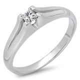 0.05 Carat (ctw) 10k White Gold Princess Cut Diamond Ladies Split Shank Solitaire Bridal Promise Ring