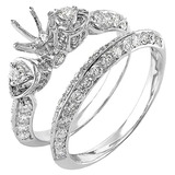 1.20 Carat (ctw) 14K White Gold Round Diamond Ladies 3 Stone Semi Mount Bridal Engagement Ring Set 1 1/4 CT (No Center Stone)