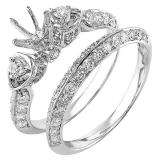 1.20 Carat (ctw) 14K White Gold Round Diamond Ladies 3 Stone Semi Mount Bridal Engagement Ring Set 1 1/4 CT (No Center Stone)