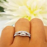 0.45 Carat (ctw) Princess & Round White Diamond Bridal Engagement Ring Set 1/2 CT 14K Rose Gold