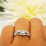 0.45 Carat (ctw) Princess & Round White Diamond Bridal Engagement Ring Set 1/2 CT 14K White Gold