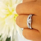 0.45 Carat (ctw) Princess & Round White Diamond Bridal Engagement Ring Set 1/2 CT 14K White Gold