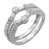 0.55 Carat (ctw) 10k White Gold Round & Baguette Diamond Ladies Anniversary Wedding Enhancer Guard Band 1/2 CT