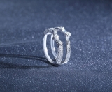 0.55 Carat (ctw) 10k White Gold Round & Baguette Diamond Ladies Anniversary Wedding Enhancer Guard Band 1/2 CT