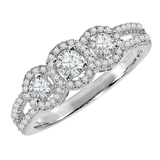 0.50 Carat (ctw) 18k White Gold Round Diamond Ladies 3 Stone Split Shank Engagement Bridal Ring 1/2 CT