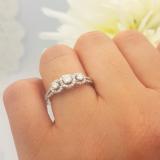 0.50 Carat (ctw) 18k White Gold Round Diamond Ladies 3 Stone Split Shank Engagement Bridal Ring 1/2 CT