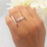 0.50 Carat (ctw) 18k White Gold Round Diamond Ladies 3 Stone Split Shank Engagement Bridal Ring 1/2 CT