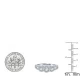 0.50 Carat (ctw) 18k White Gold Round Diamond Ladies 3 Stone Split Shank Engagement Bridal Ring 1/2 CT