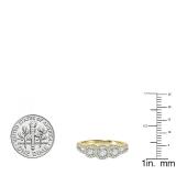 0.50 Carat (ctw) 18K Yellow Gold Round Diamond Ladies 3 Stone Split Shank Engagement Bridal Ring 1/2 CT
