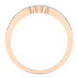 0.10 Carat (ctw) 10K Rose Gold Round Cut White Diamond Ladies Anniversary Wedding Stackable Band Contour Guard Ring 1/10 CT