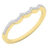 0.10 Carat (ctw) 10K Yellow Gold Round Cut White Diamond Ladies Anniversary Wedding Stackable Band Contour Guard Ring 1/10 CT
