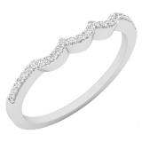 0.10 Carat (ctw) 14K White Gold Round Cut White Diamond Ladies Anniversary Wedding Stackable Band Contour Guard Ring 1/10 CT