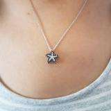 0.36 Carat White Gold Round Black and White Diamond Ladies Starfish Pendant 1/3 CT