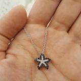 0.36 Carat White Gold Round Black and White Diamond Ladies Starfish Pendant 1/3 CT