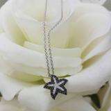 0.36 Carat White Gold Round Black and White Diamond Ladies Starfish Pendant 1/3 CT