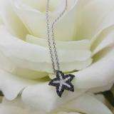 0.36 Carat White Gold Round Black and White Diamond Ladies Starfish Pendant 1/3 CT