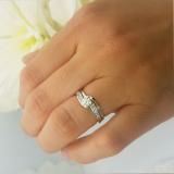 0.50 Carat (ctw) 10K White Gold Round Diamond Ladies Bridal Engagement Ring Set Matching Band 1/2 CT