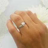 0.50 Carat (ctw) 10K White Gold Round Diamond Ladies Bridal Engagement Ring Set Matching Band 1/2 CT