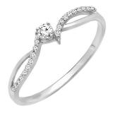 0.15 Carat (ctw) 14K White Gold Round Diamond Ladies Crossover Split Shank Bridal Promise Engagement Ring